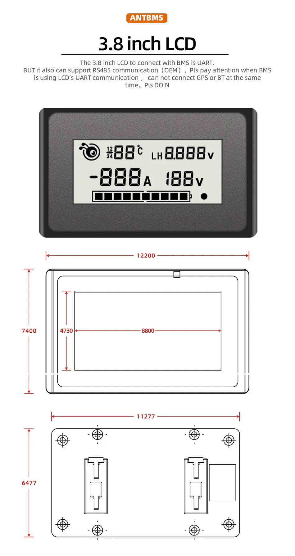 ANT BMS Special LCD Display 4.3 inch 3.8 inch 2.4 inch (3)