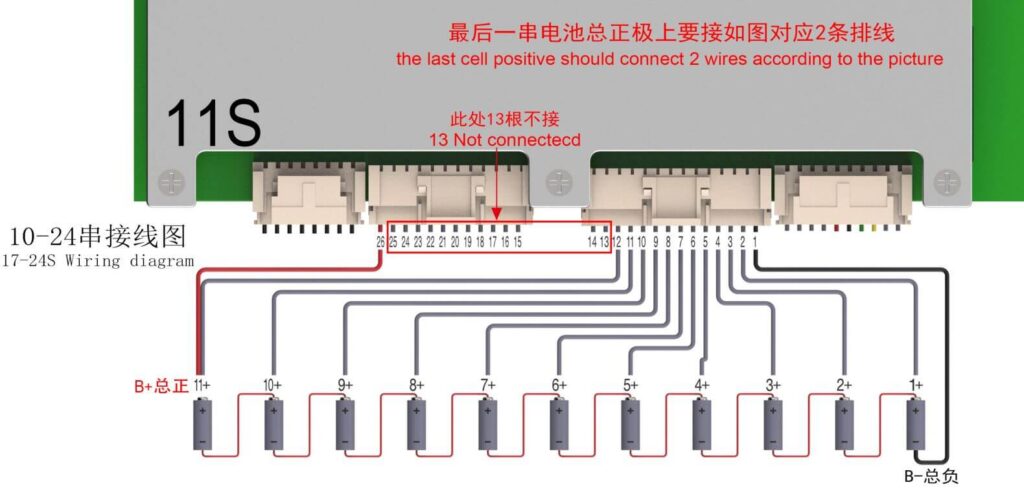 11S Wiring diagram Of ANT BMS 10S-24S 50A-220A Smart BMS