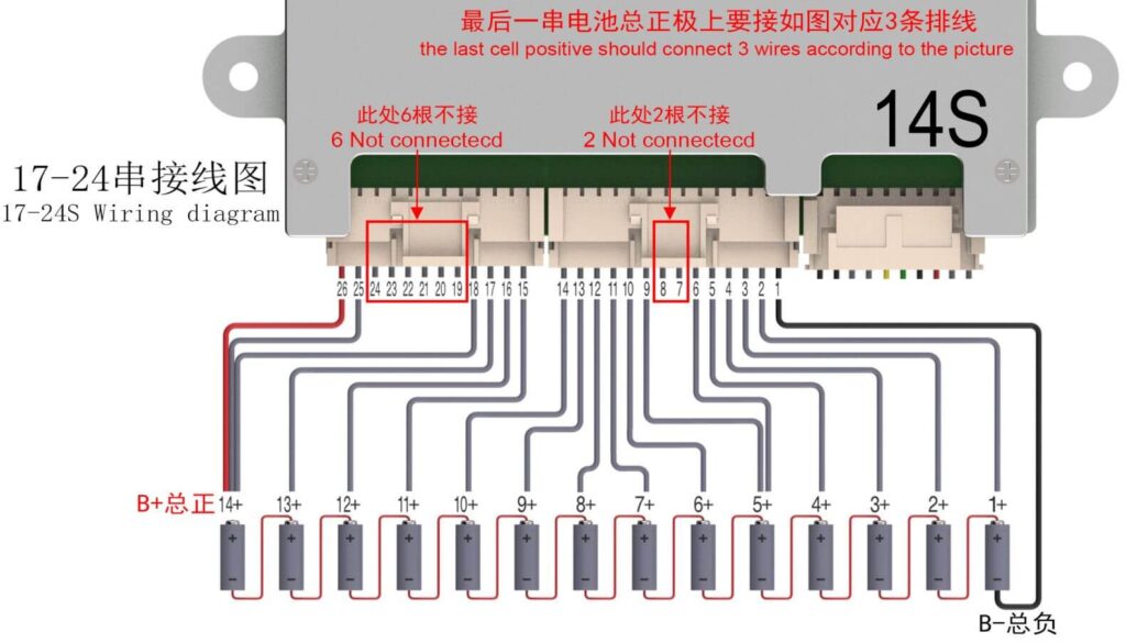 14S Wiring diagram Of ANT BMS 17S-24S 50A-100A Smart BMS