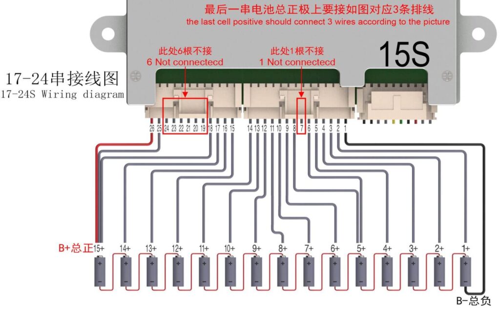 15S Wiring diagram Of ANT BMS 17S-24S 50A-100A Smart BMS