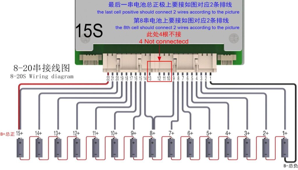 15S Wiring diagram Of ANT BMS 8S-20S 110A-230A Smart BMS