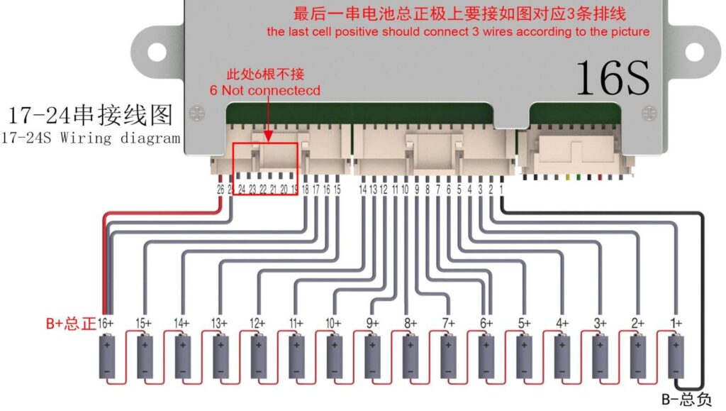 16S Wiring diagram Of ANT BMS 17S-24S 50A-100A Smart BMS