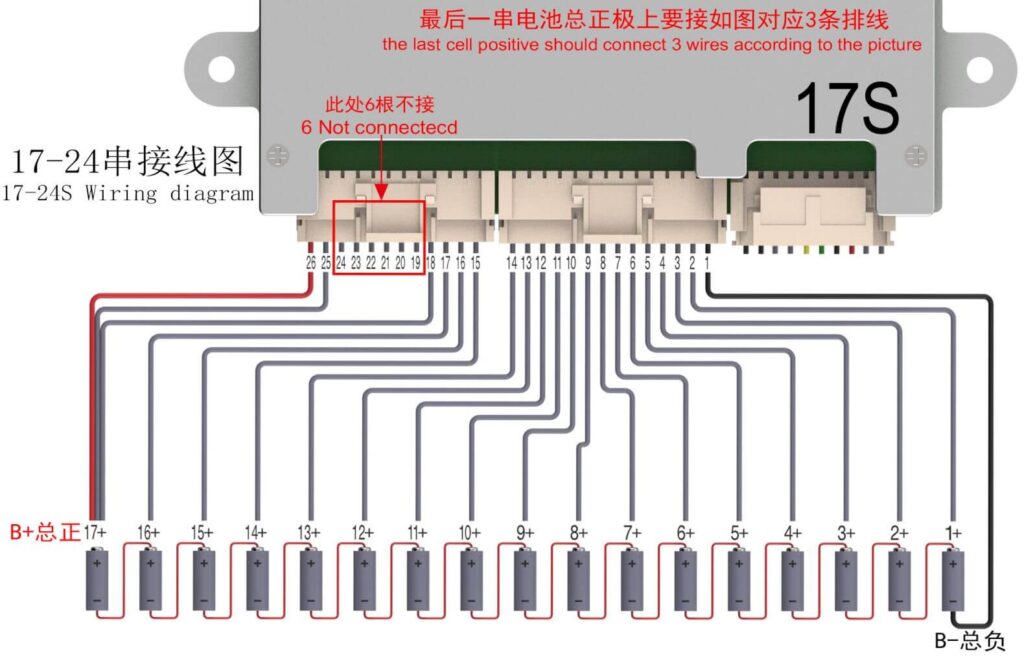 17S Wiring diagram Of ANT BMS 17S-24S 50A-100A Smart BMS