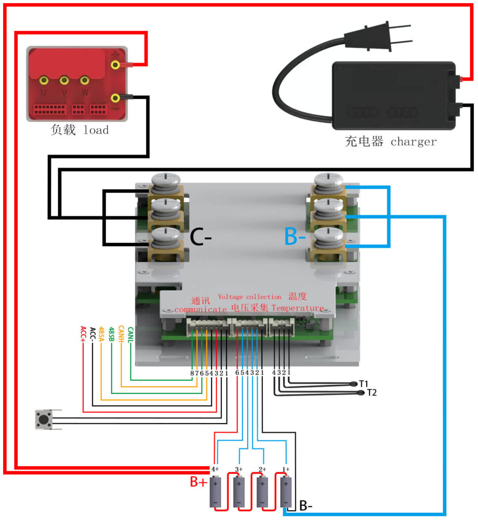 Wiring diagram Of ANT BMS 3S-4S 60A-380A Smart BMS (1)