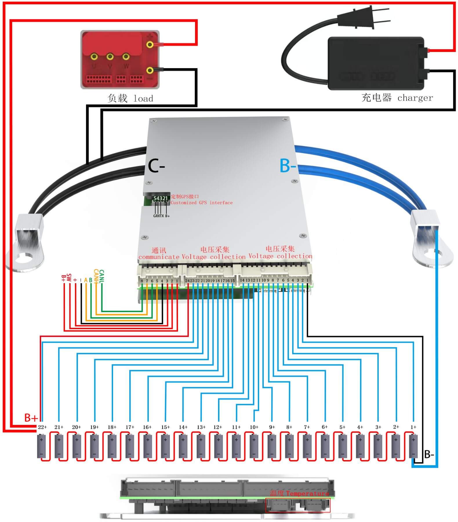 Wiring diagram Of ANT BMS 8S-22S 40A-230A Smart BMS (1)