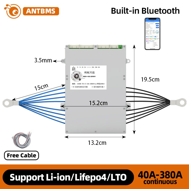 ANT BMS 10S-24S 50A-180A Smart 32V-88V Lifepo4 li-ion LTO Battery Protection Board (4)