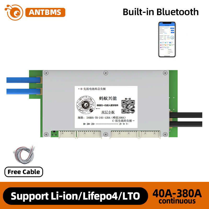 ANT BMS 10S-24S 50A-180A Smart 32V-88V Lifepo4 li-ion LTO Battery Protection Board Double PCBA (2)