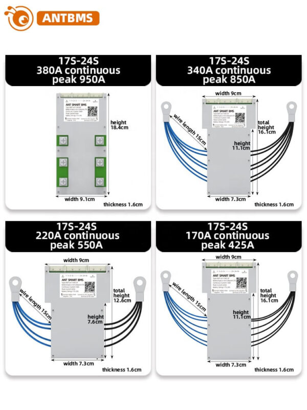 ANT BMS 17S 18S 19S 20S 21S 22S 40A 80A 110A 130A 170A 240A 380A Smart 48V 60V 72V 80V 88V Lifepo4 li-ion LTO Battery Protection Board (6)