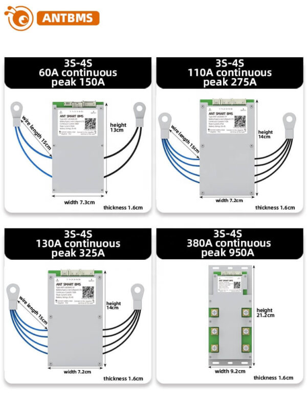 ANT BMS 3S-4S 60A-380A Smart 12V Lifepo4 li-ion LTO Battery Protection Board (10)