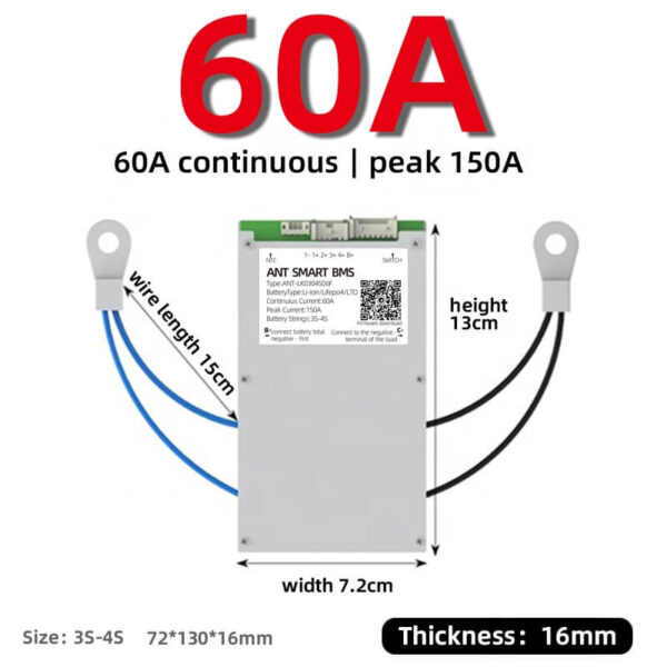 ANT BMS 3S-4S 60A-380A Smart 12V Lifepo4 li-ion LTO Battery Protection Board (9)