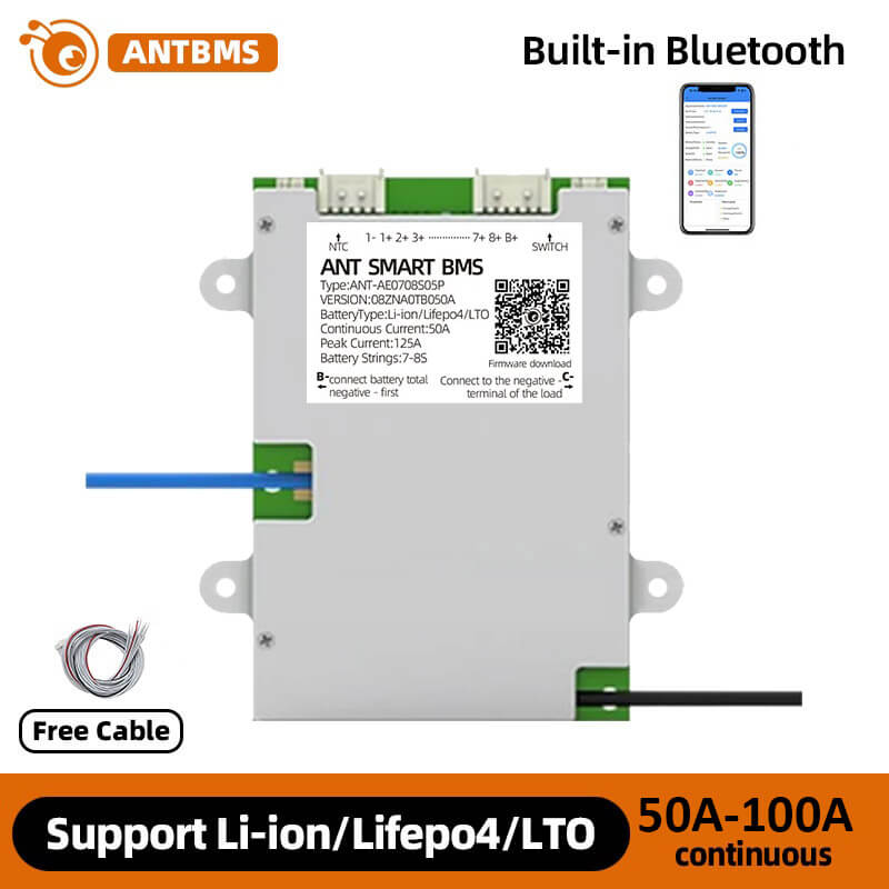 ANT BMS 7S 8S 50A-100A Smart 24V Lifepo4 li-ion LTO Battery Protection Board (3)