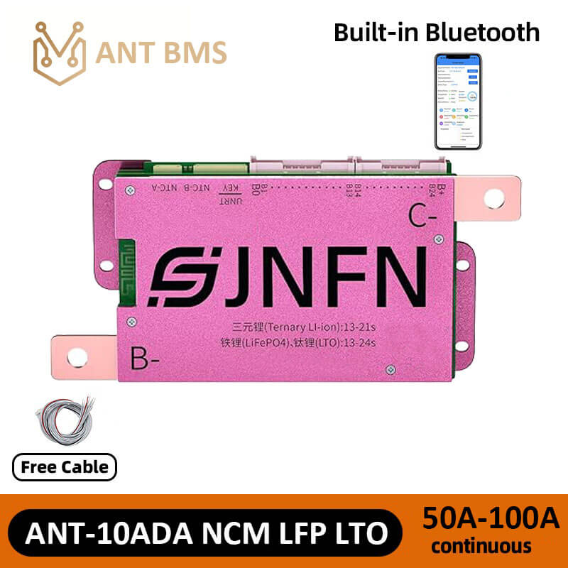ANT BMS 5S-10S ANT-10ADA RS485 Bluetooth Smart BMS 50A-100A 1000mA Active Balancing 16V-24V-36V NCM LFP LTO Sodium-ion Battery Protection Board JNFN BMS